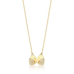 Conjunto Brinco e Corrente com Pingente Asa Banhada a Ouro