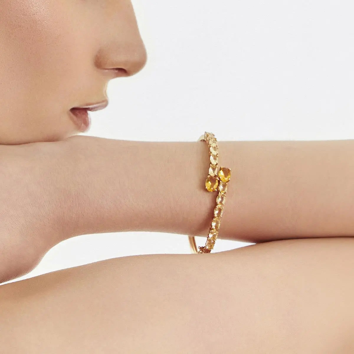 Bracelete Folheado a Ouro com Cristais Ovais