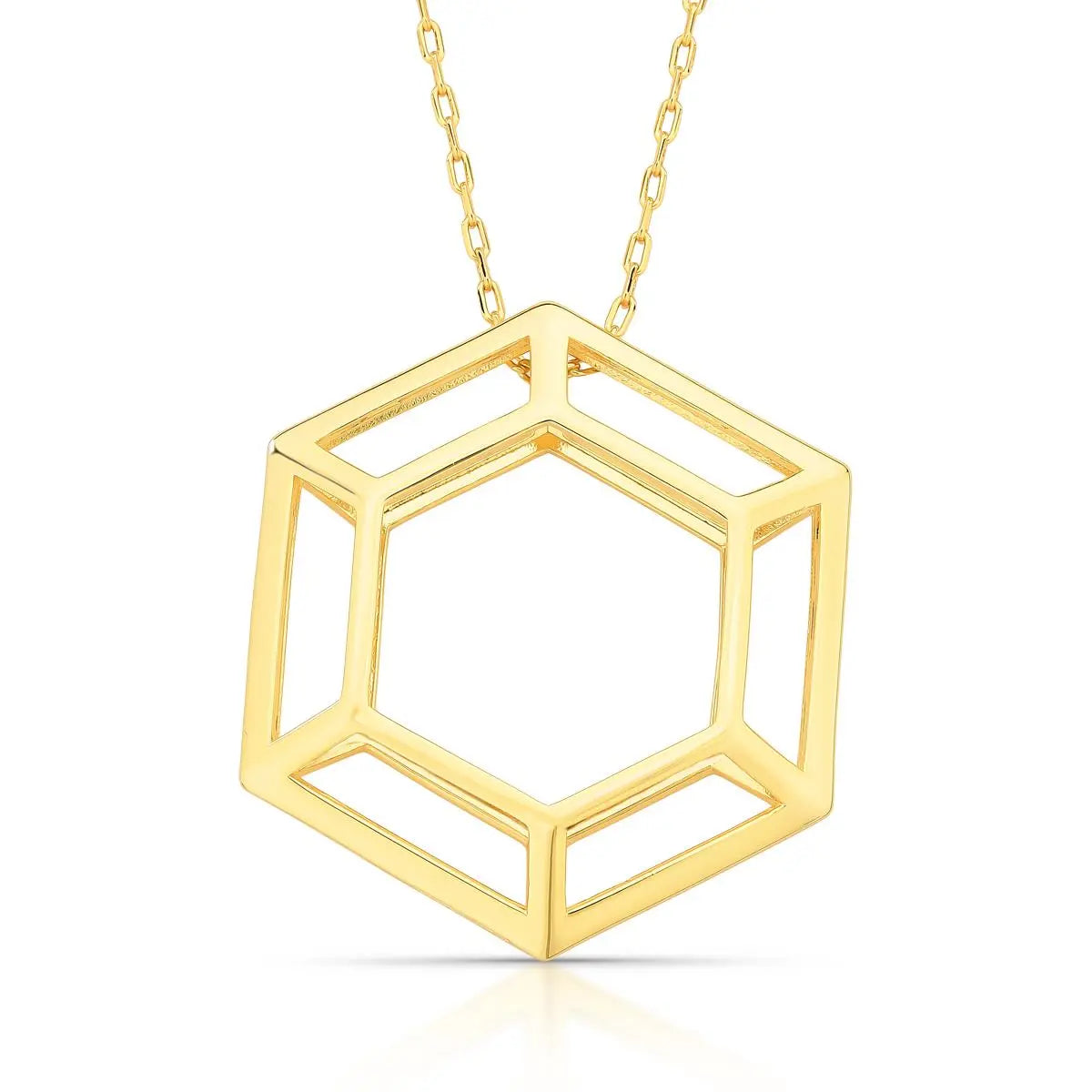 Colar Folheado a Ouro com Pingente Geométrico Vazado Liso