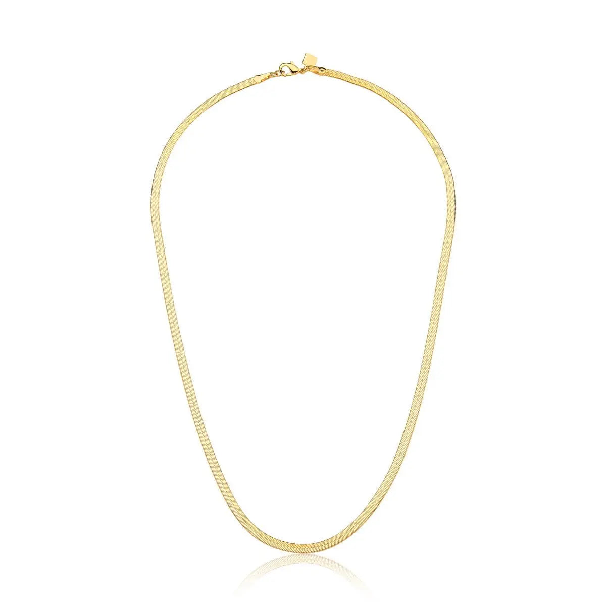 Colar Folheado a Ouro em Malha Esteira Laminada e Lisa