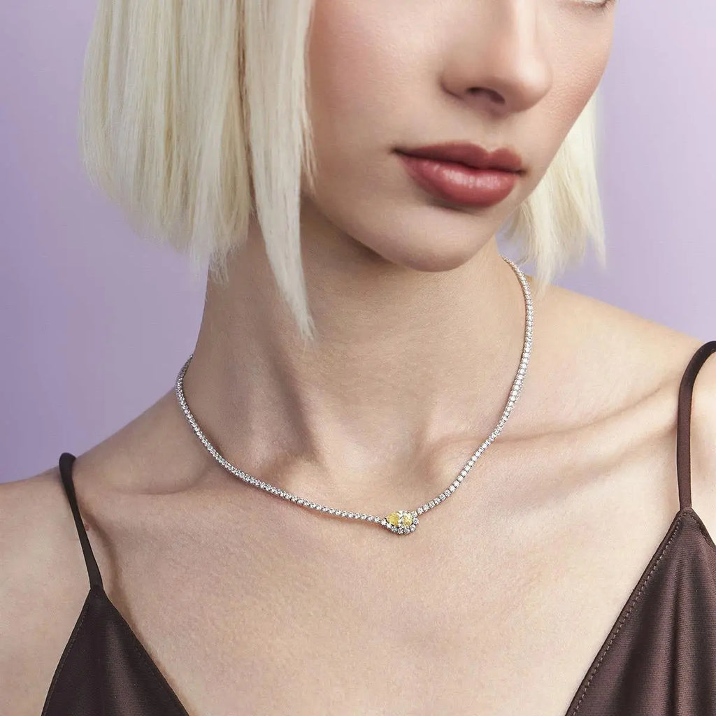 Colar Riviera de Prata 925 com Cristal de Gota e Zircônias
