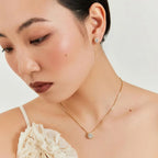 Conjunto Folheado a Ouro Brinco e Colar com Cristal Redondo e Zircônias