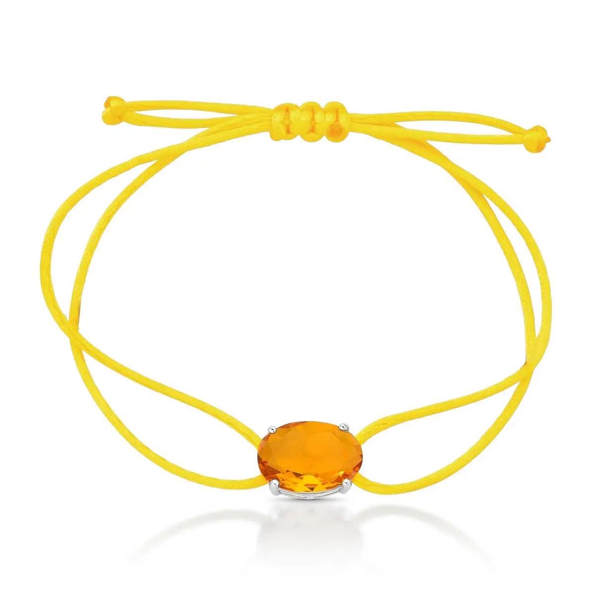 Pulseira de Prata 925 Regulável em Fio Encerado com Cristal