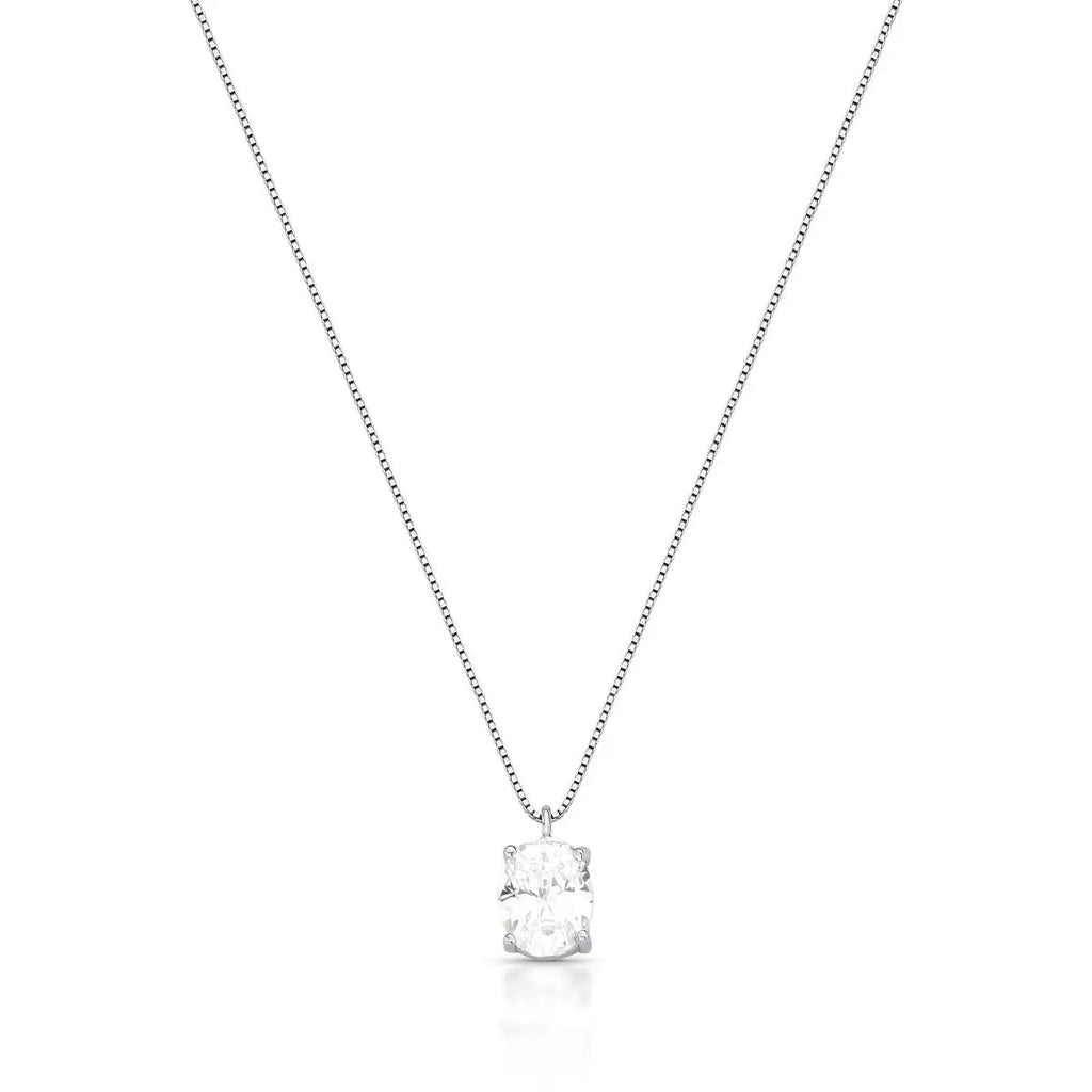 Colar de Prata 925 com Pingente em Cristal Oval