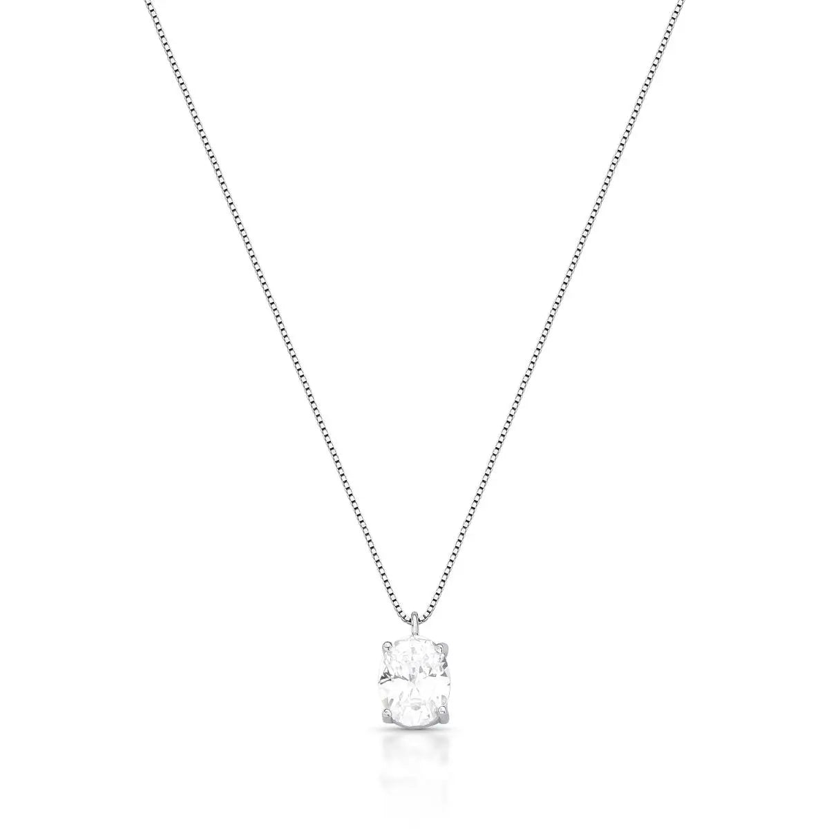 Colar de Prata 925 com Pingente em Cristal Oval
