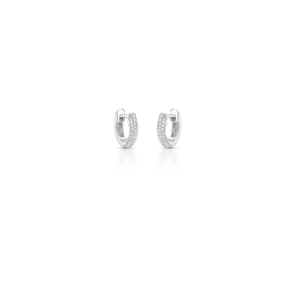 Argola de Prata 925 em Três Fileiras de Pedras Moissanites 1mm