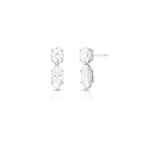 Brinco de Prata 925 Pêndulo com Pedras Moissanites 7x14mm