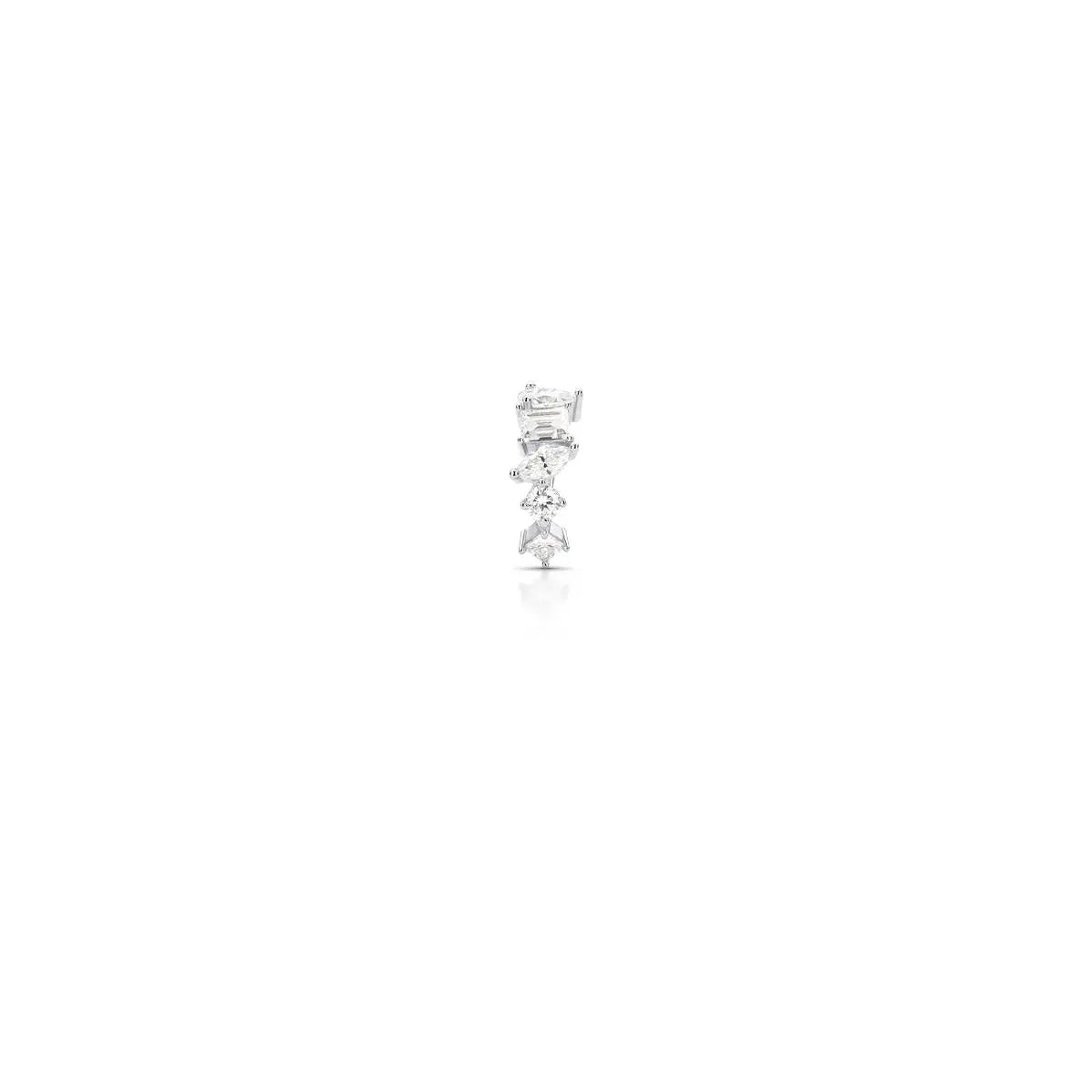 Piercing de Prata 925 de Orelha em Pedras Moissanite 3x5mm