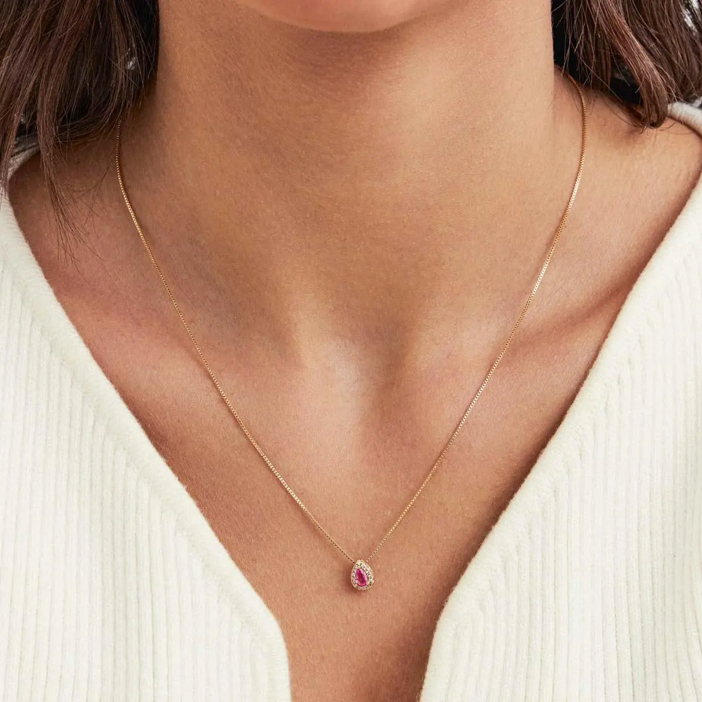 Conjunto Brinco e Colar com Pingente de Gota em Cristal
