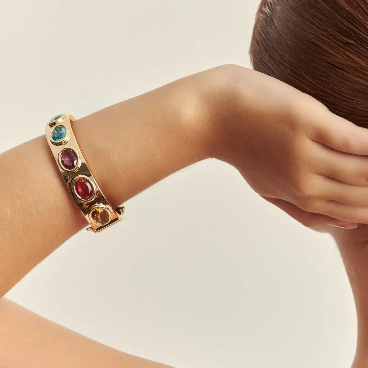 Bracelete Folheado a Ouro com Cristais Ovais