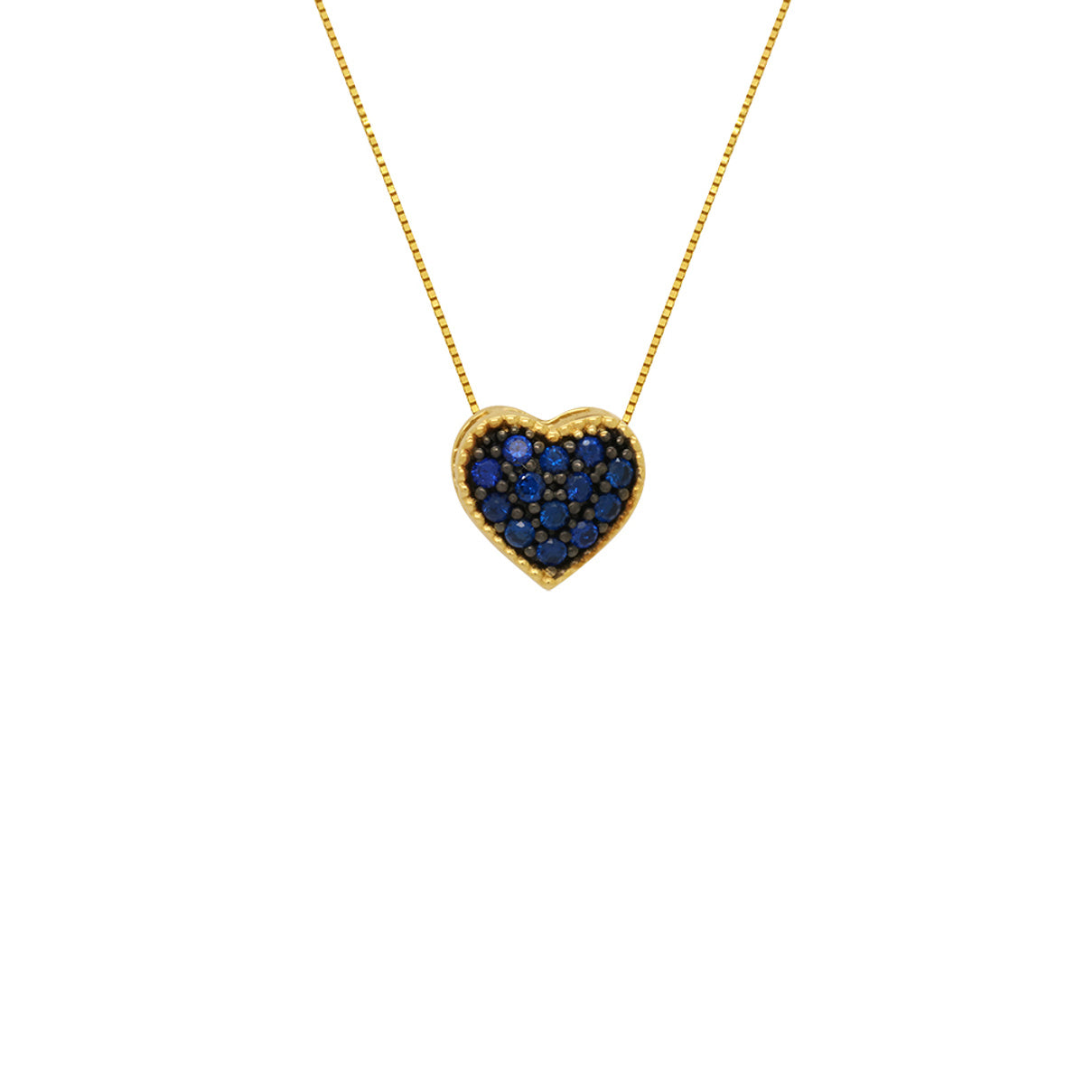 Gargantilha Veneziana Chuveiro Coração Médio Cravejado Zircônias em Ouro 18K