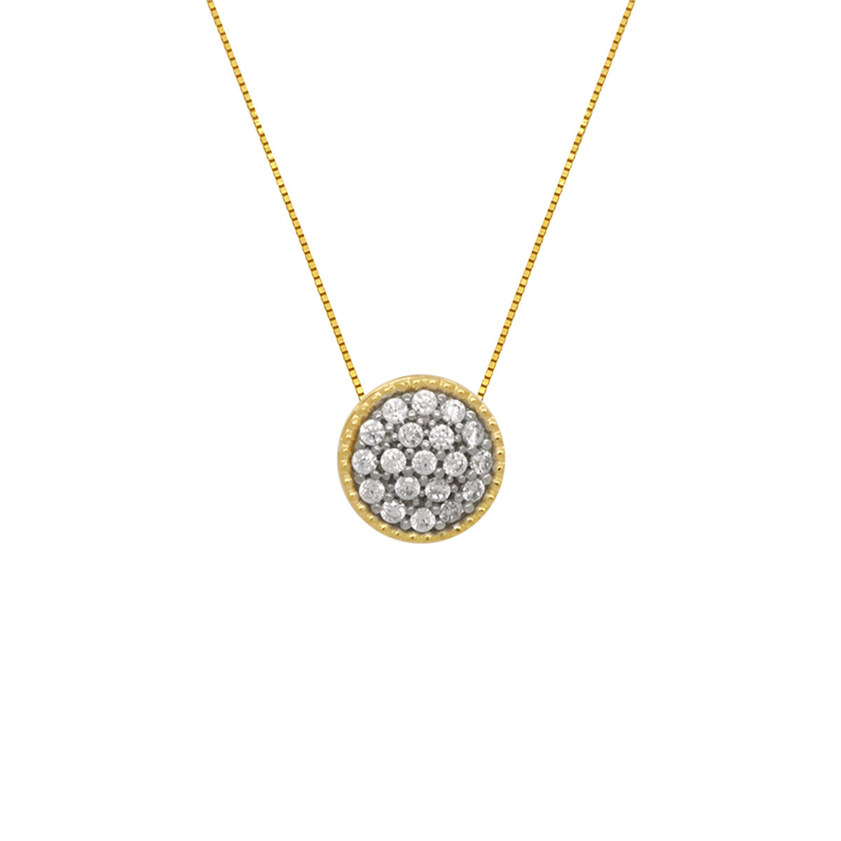 Gargantilha Veneziana Chuveiro Redondo Médio Cravejado Zircônias em Ouro 18K