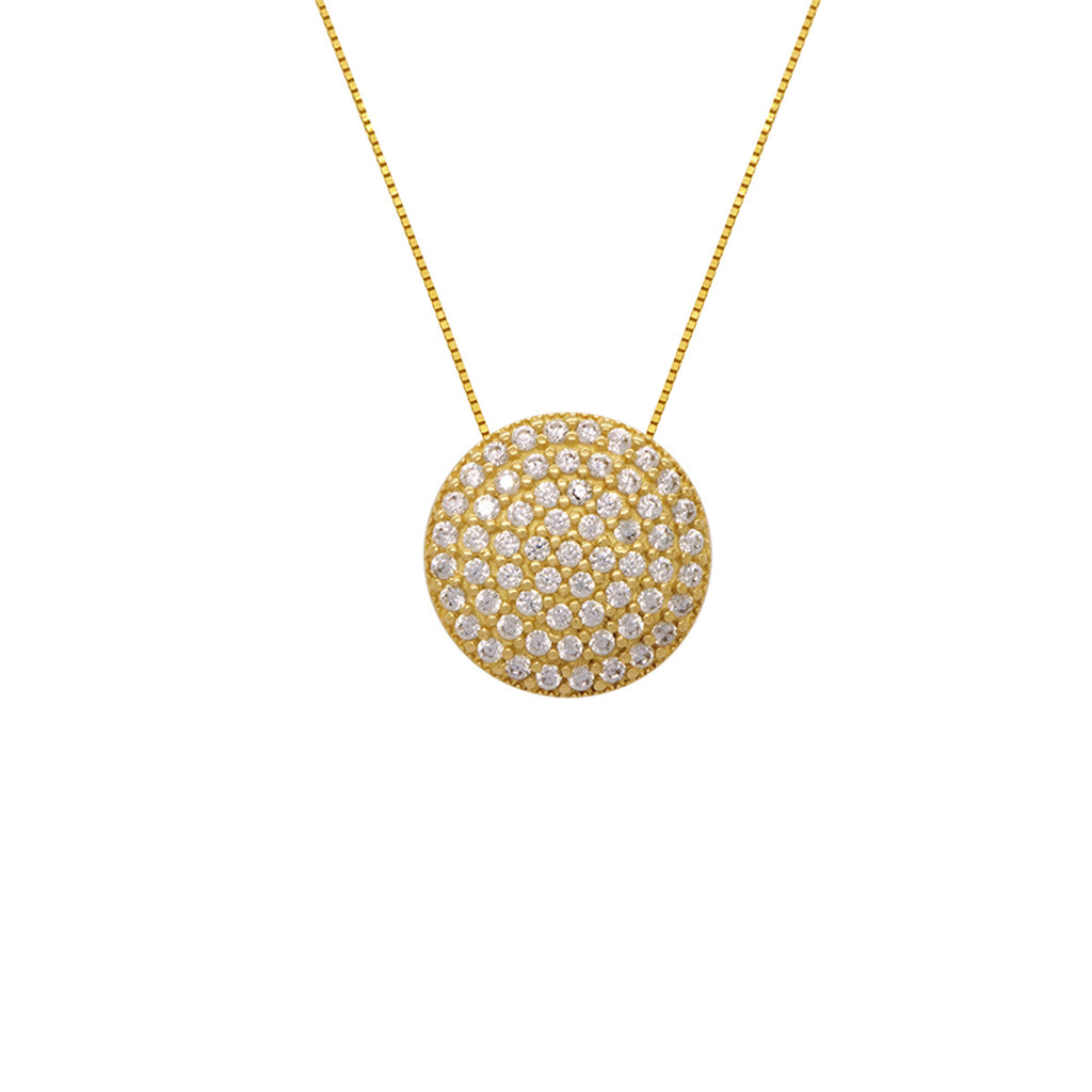 Gargantilha Veneziana Chuveiro Redondo Médio Cravejado Zircônias em Ouro 18K