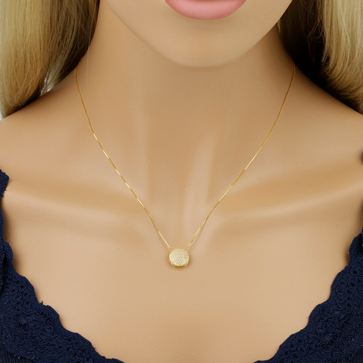 Gargantilha Veneziana Chuveiro Redondo Médio Cravejado Zircônias em Ouro 18K