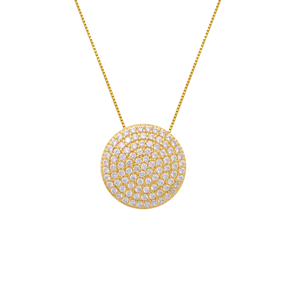 Gargantilha Veneziana Chuveiro Redondo Zircônias Brancas 45 cm em Ouro 18K