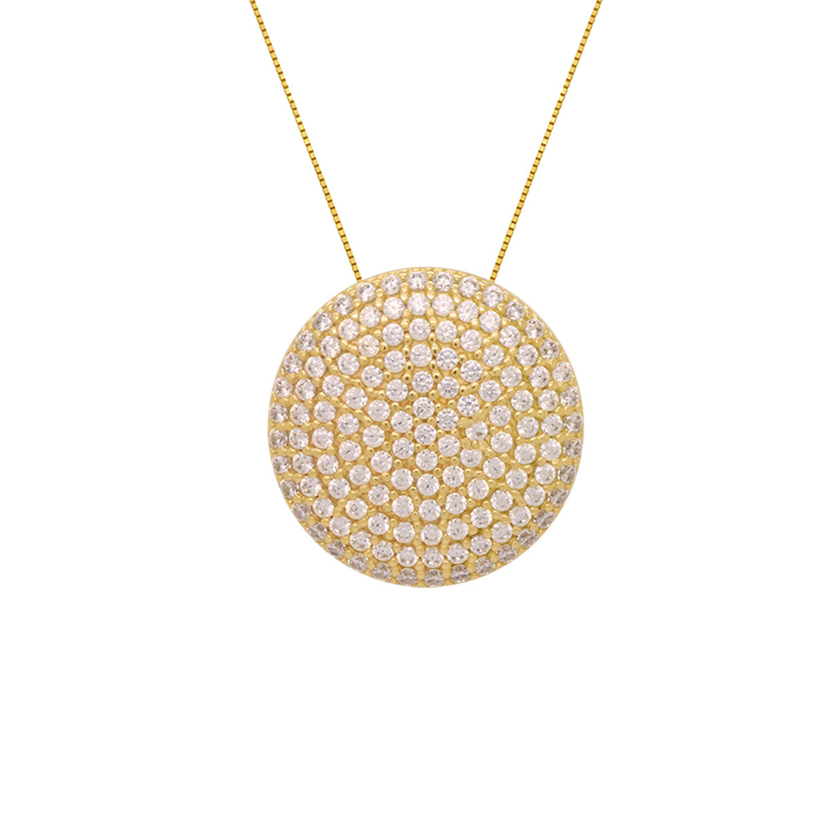 Gargantilha Veneziana Chuveiro Redondo Zircônias Brancas 45 cm em Ouro 18K