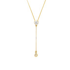 Gargantilha Veneziana Zircônia Redonda 5 mm Ponto de Luz 4 mm Pendurado em Ouro 18K