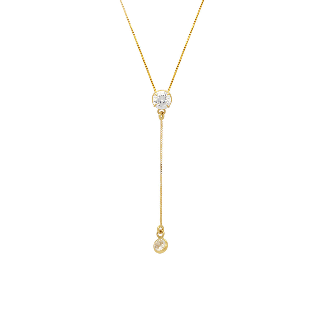 Gargantilha Veneziana Zircônia Redonda 5 mm Ponto de Luz 4 mm Pendurado em Ouro 18K