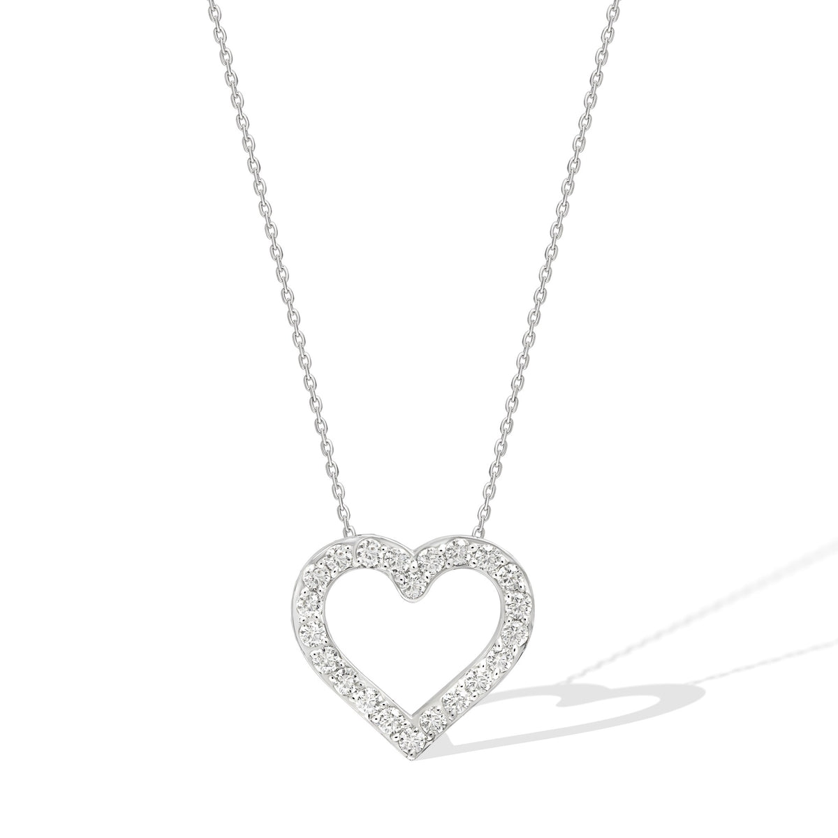 Gargantilha Pingente Coração Moissanite em ouro branco – Rainha da Riviera