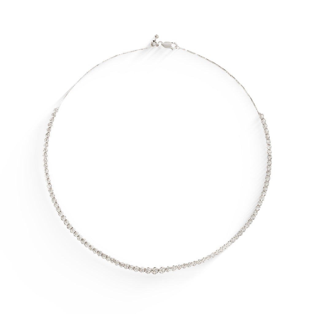 Gargantilha Riviera Coroa Degradê Diamantes em ouro branco – Rainha da Riviera