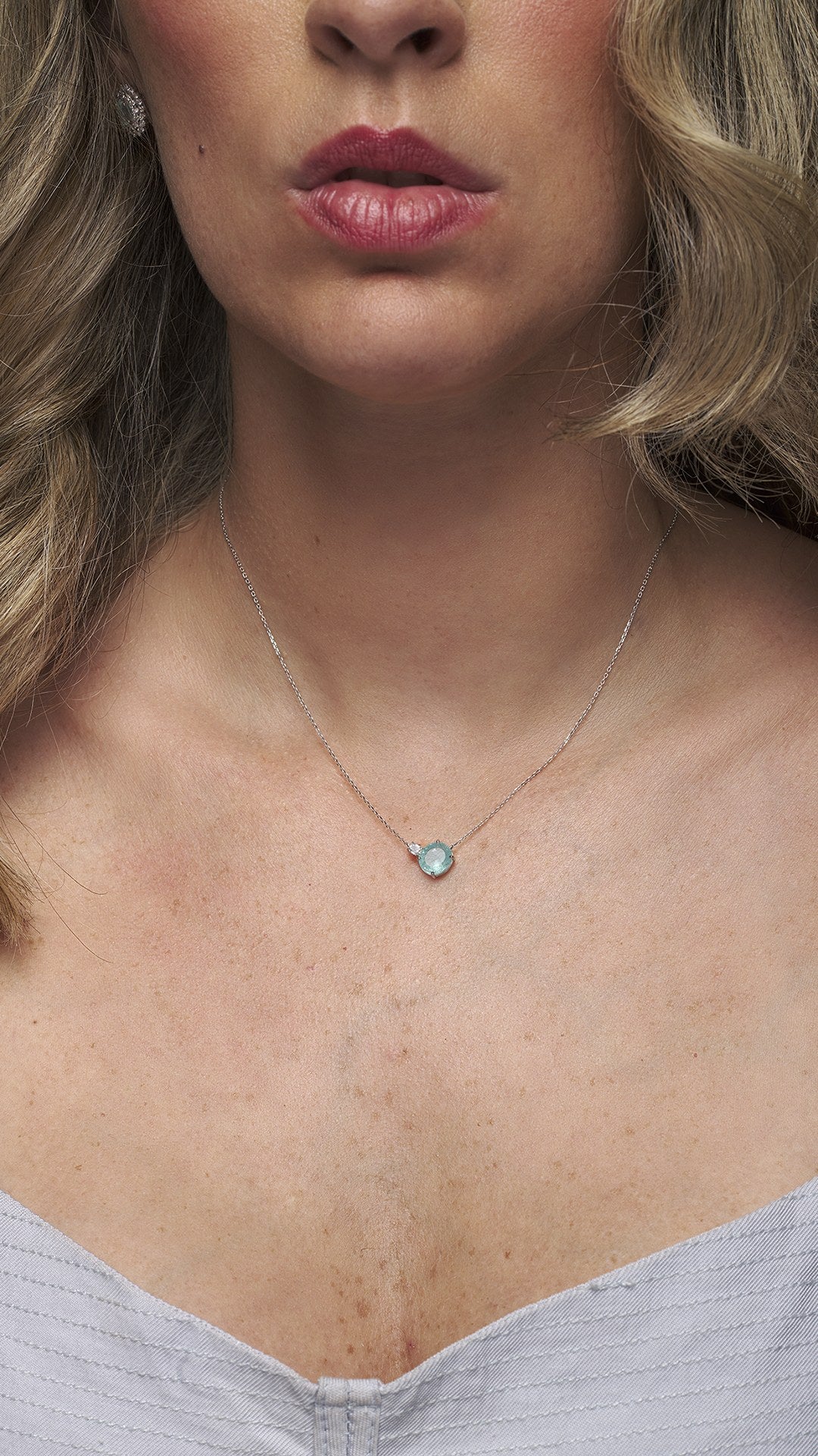 Gargantilha Turmalina Paraíba 6x7mm em ouro branco – foto 2