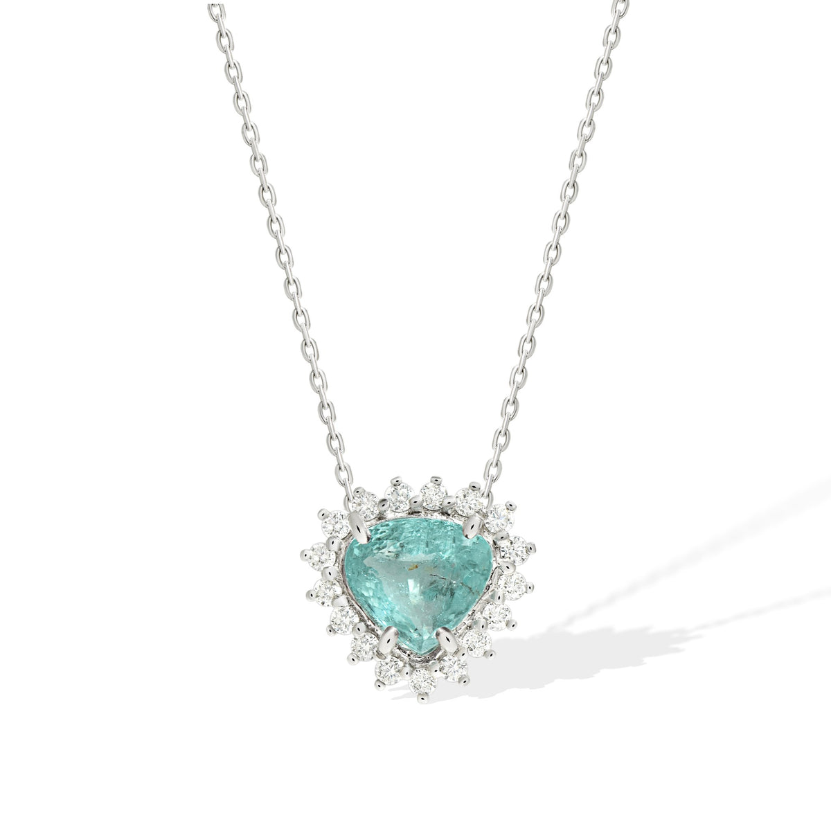 Gargantilha Turmalina Paraíba Halo de Diamantes em ouro branco – Rainha da Riviera