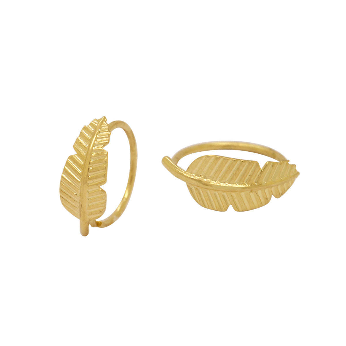 Piercing Folha Trabalhada Cortes Diamantados em Ouro 18K