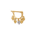 Piercing Meia Argola Pingentes Coração Lisos e Cravejados Zircônia em Ouro 18K