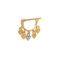 Piercing Meia Argola Pingentes de Coração Lisos e Cravejados Zircônias em Ouro 18K