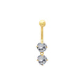 Piercing Zircônia Dupla Coração 6 mm em Ouro 18K