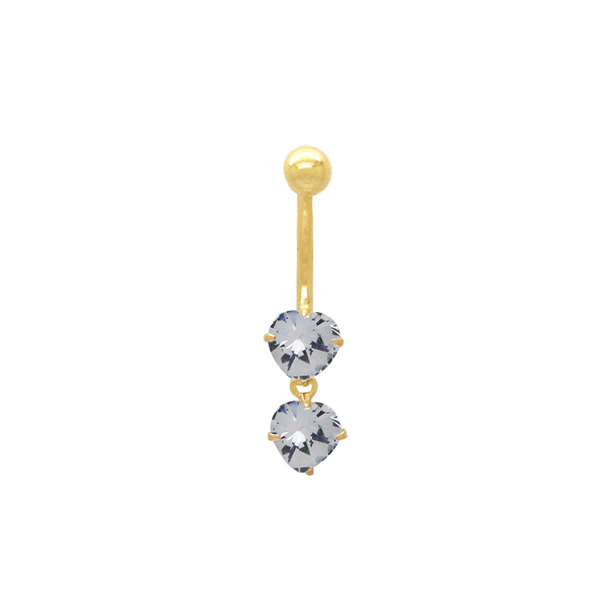 Piercing Zircônia Dupla Coração 6 mm em Ouro 18K