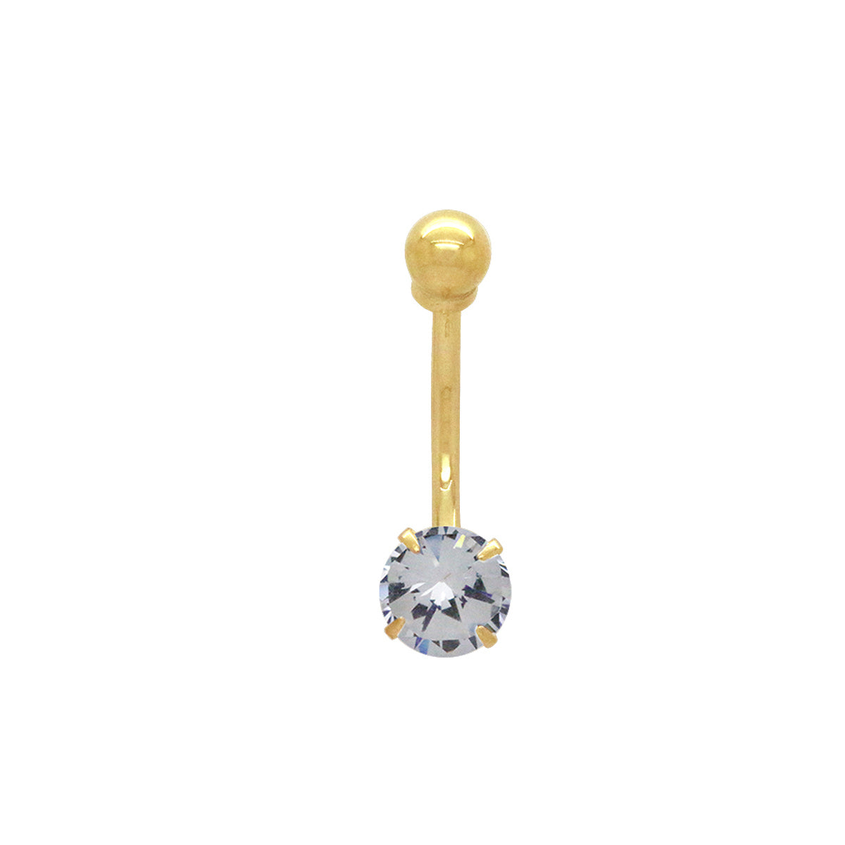 Piercing Zircônia Redonda 6 mm em Ouro 18K