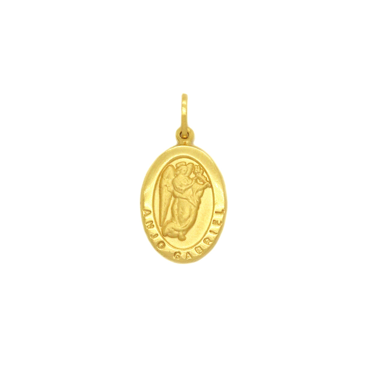 Pingente Anjo Gabriel Oval Pequeno em Ouro 18K