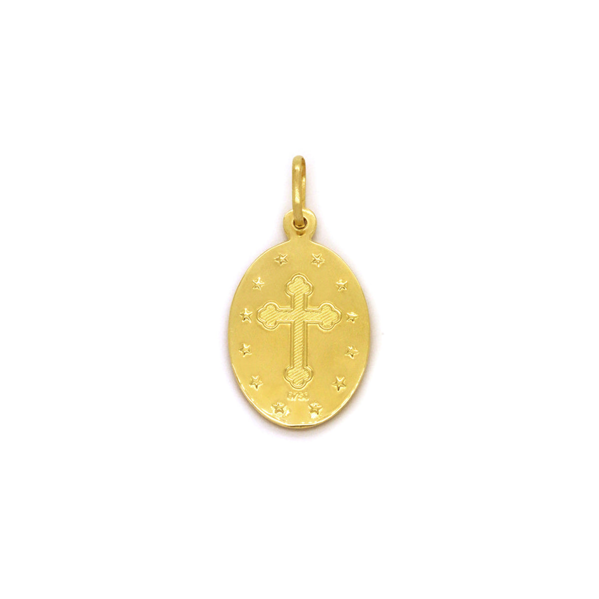 Pingente Anjo Gabriel Oval Pequeno em Ouro 18K