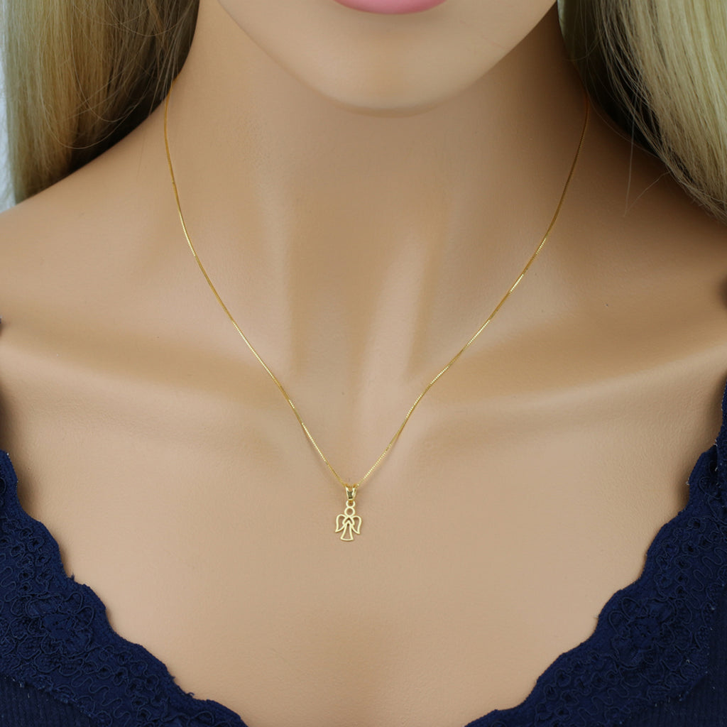 Pingente Anjo Pequeno Liso Vazado em Ouro 18K