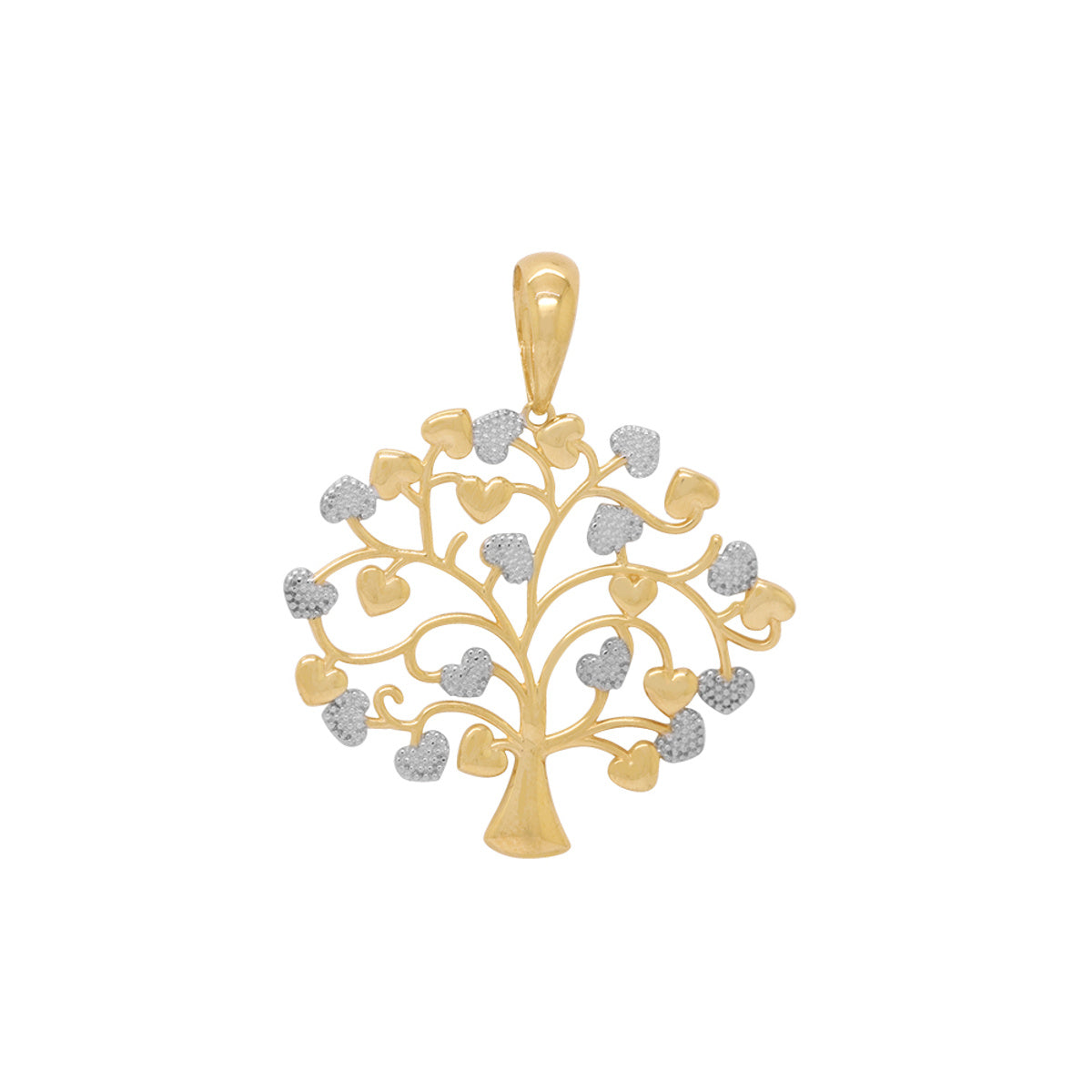 Pingente Árvore da Vida Corações Rodinado em Ouro 18K