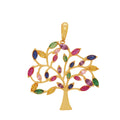 Pingente Árvore da Vida Zircônias Coloridas 2x4 mm em Ouro 18K