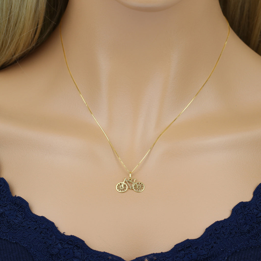 Pingente Bicicleta Chapa Lisa em Ouro 18K
