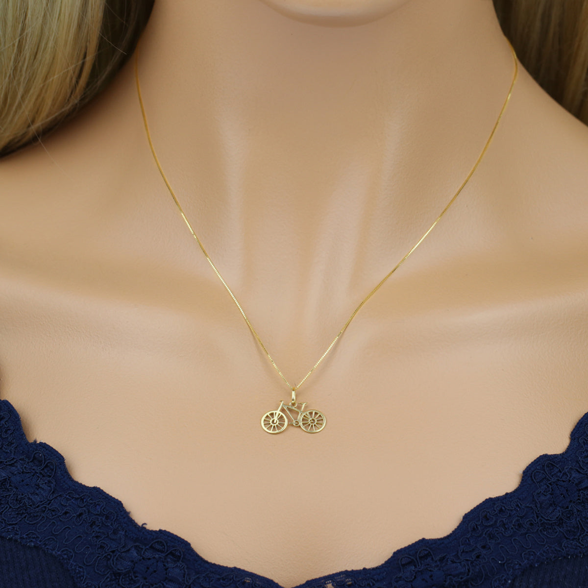 Pingente Bicicleta Chapa Lisa em Ouro 18K