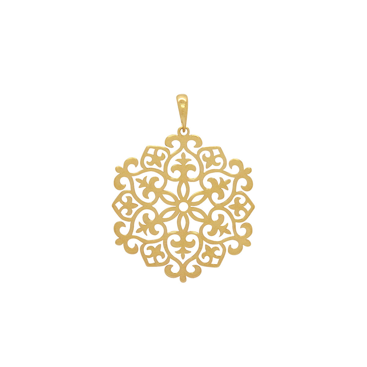 Pingente Chapa Flor Lisa Vazada em Ouro 18K