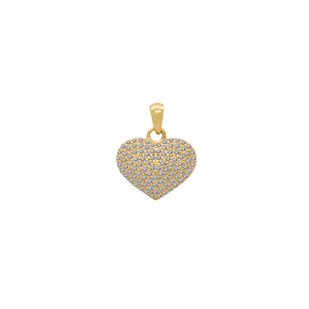 Pingente Chuveiro Coração Pequeno Cravejado Zircônias em Ouro 18K
