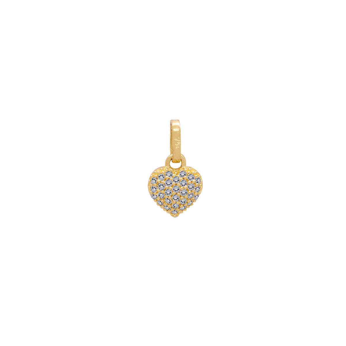 Pingente Coração Abaulado Pequeno Cravejado Zircônias em Ouro 18K