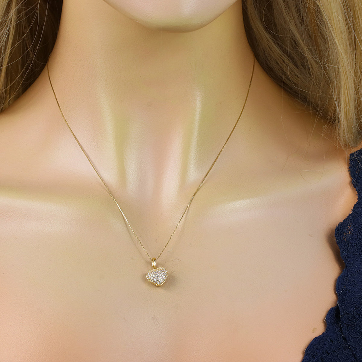 Pingente Coração Zircônias Brancas em Ouro 18K