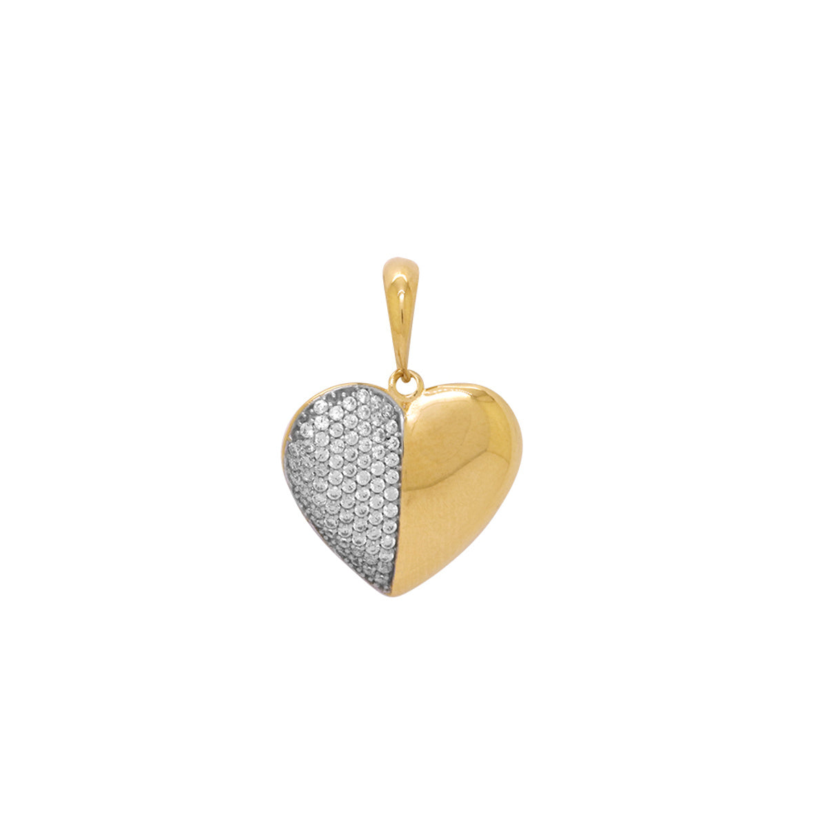 Pingente Coração Zircônias Brancas Rodinado em Ouro 18K
