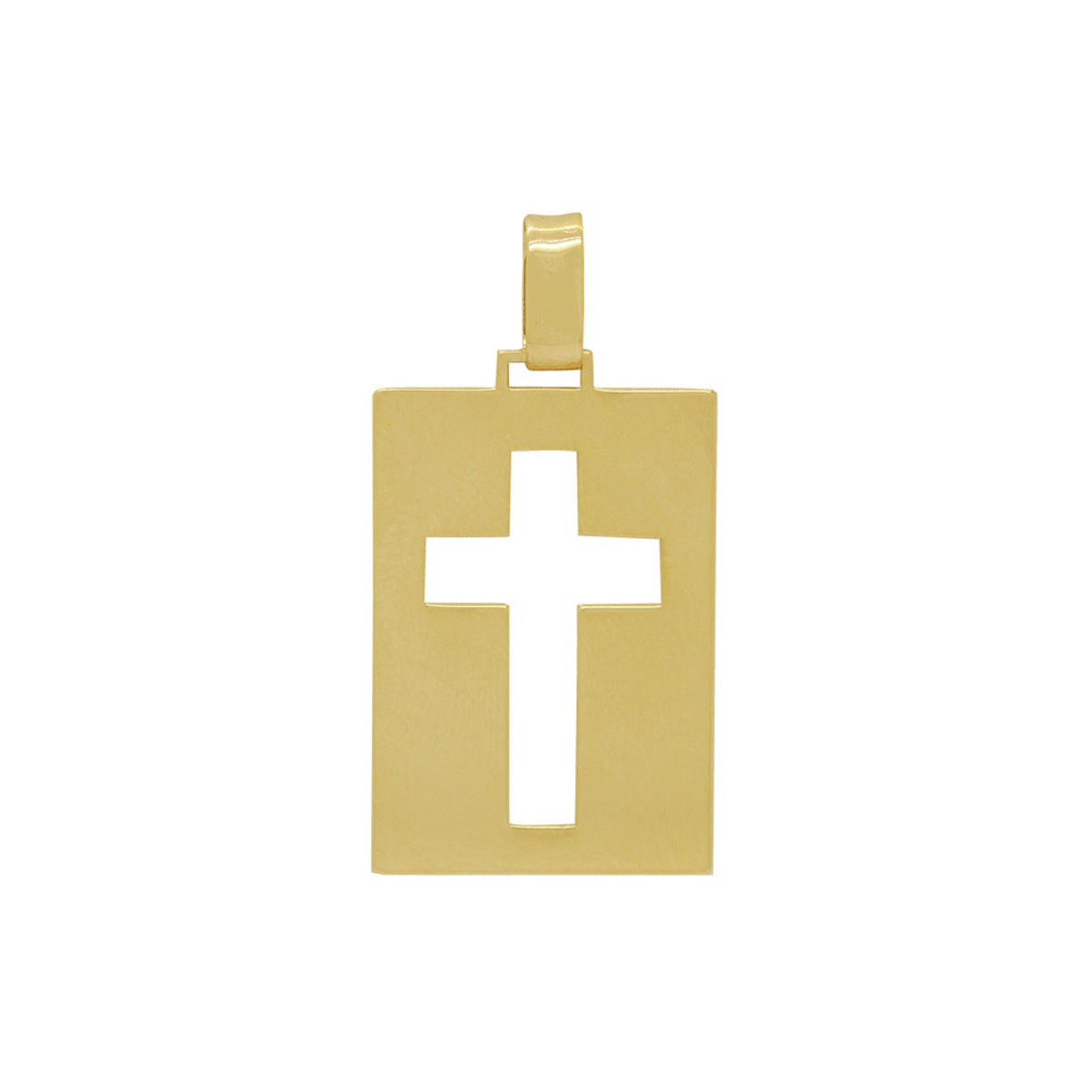 Pingente Cruz Chapa em Ouro 18K