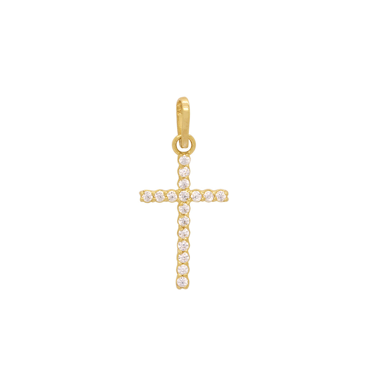 Pingente Cruz Cravejada Zircônias em Ouro 18K