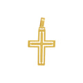 Pingente Cruz Lisa Vazada Centro Cortes Diagonais Diamantados em Ouro 18K
