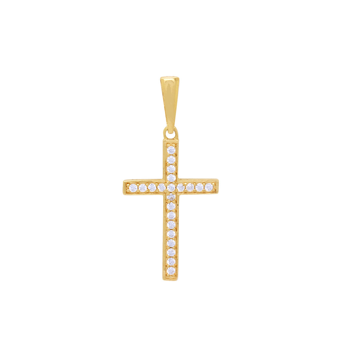 Pingente Cruz Zircônias Brancas em Ouro 18K