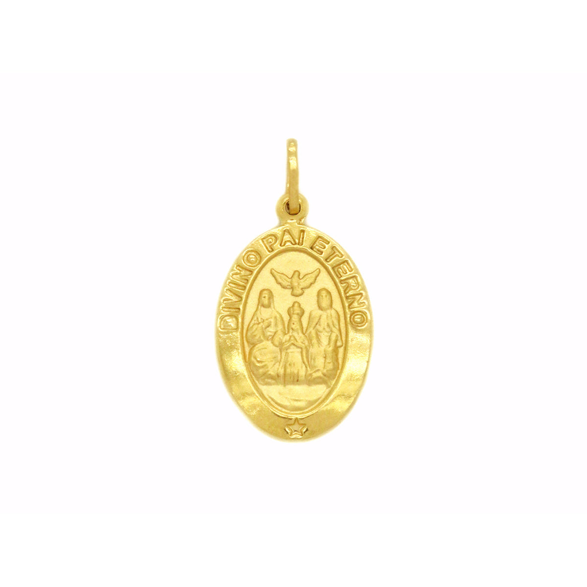 Pingente Divino Pai Eterno Oval Médio em Ouro 18K