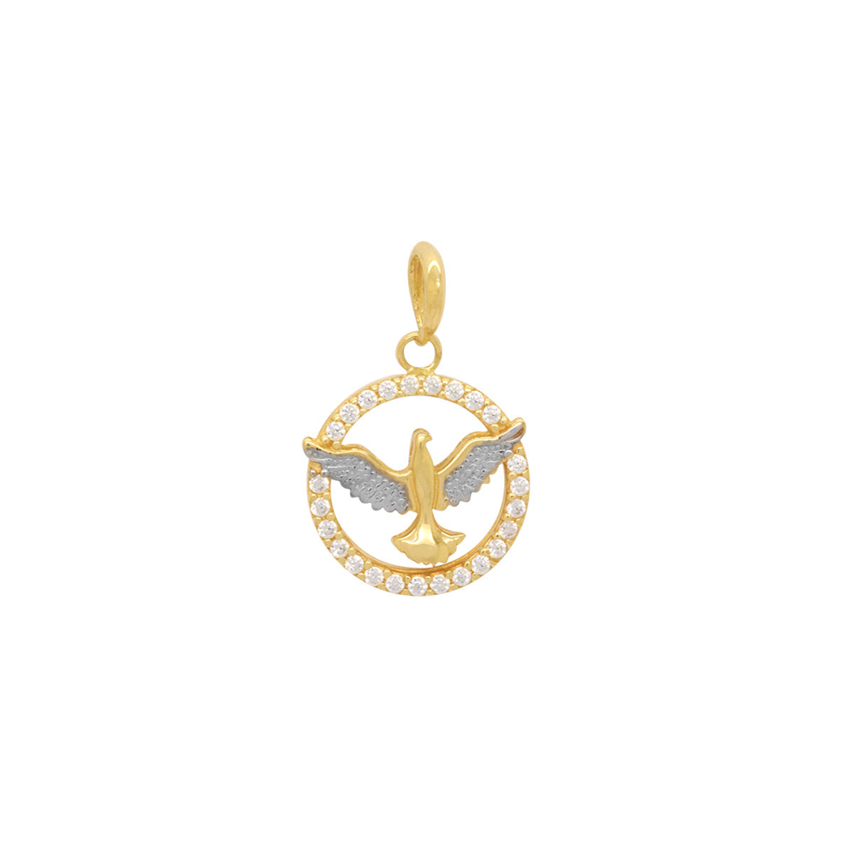 Pingente Espírito Santo Aro Cravejado Zircônias em Ouro 18K